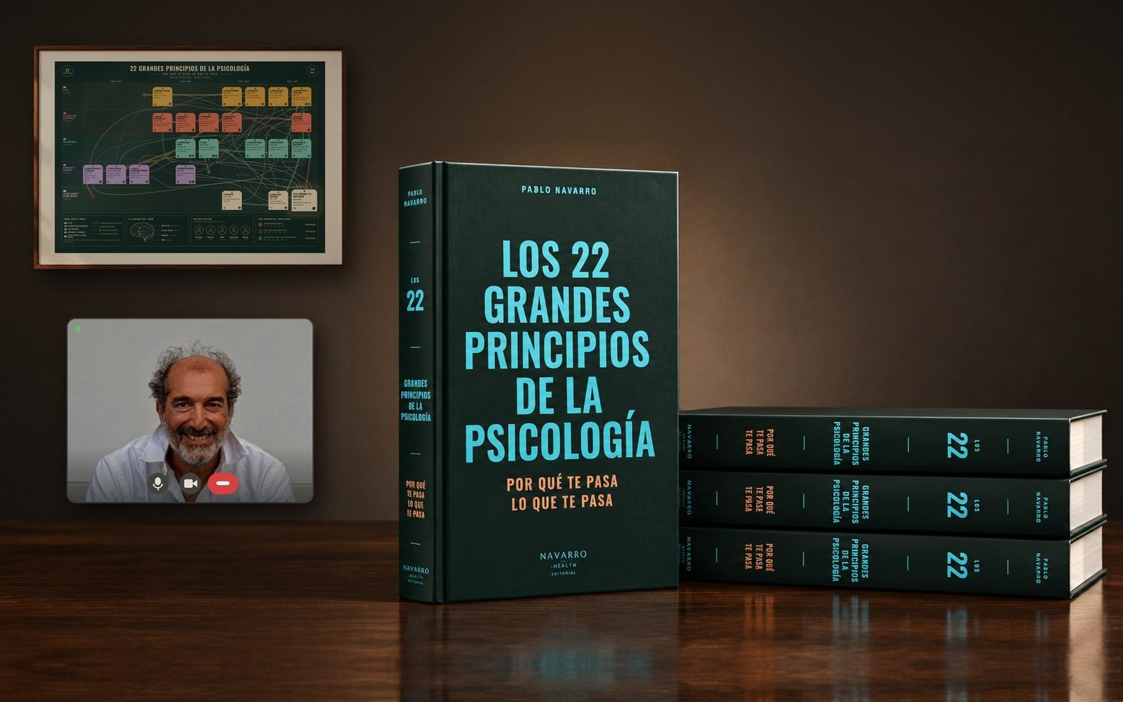 El libro, el póster enmarcado de los veintidós principios y una videollamada con Pablo Navarro